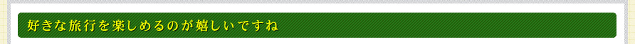 好きな旅行を楽しめるのが嬉しいですね