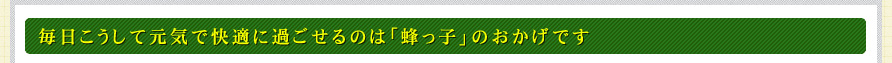 毎日こうして元気で快適に過ごせるのは「蜂っ子」のおかげです